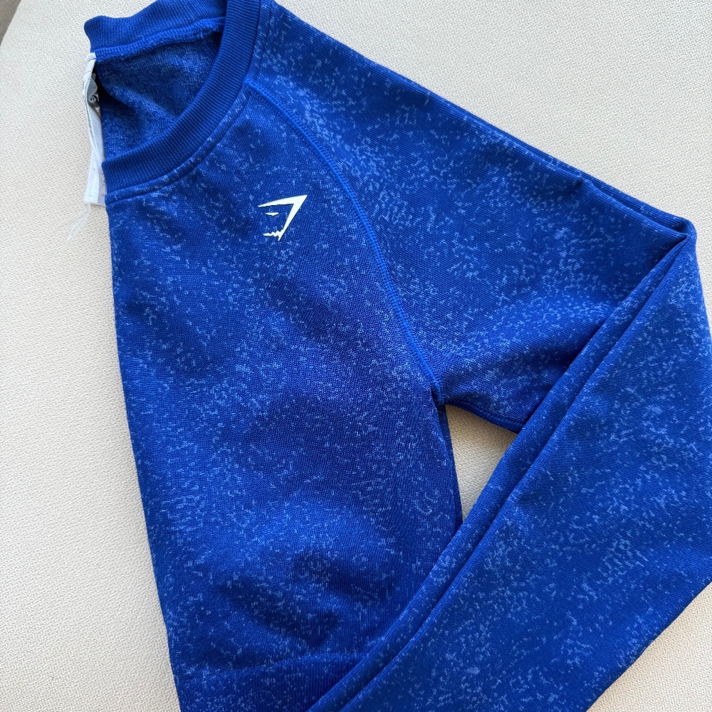 Gymshark Adapt Fleck Seamless Long Sleeve Crop Top | Cobalt Blue